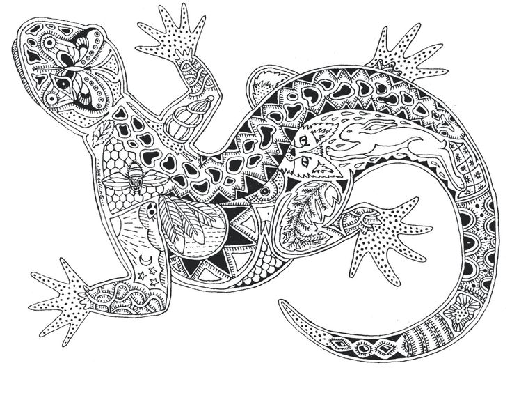 Even a Gecko! | рисунок...животные,птицы и т.д. | Zentangle, Animal