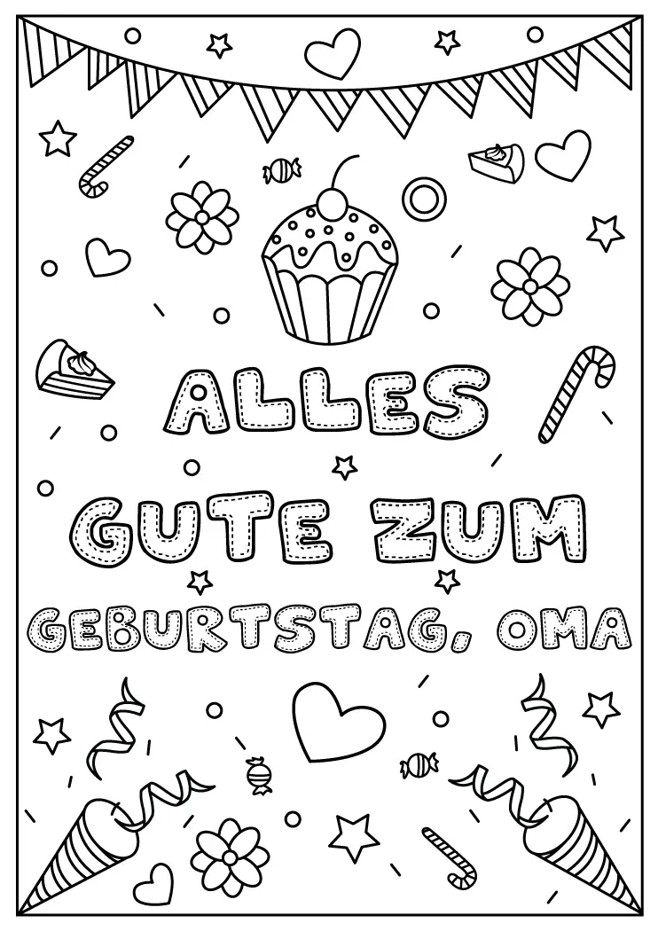 Ausmalbilder Alles Gute zum Geburtstag Oma - Malvorlagen Kostenlos zum